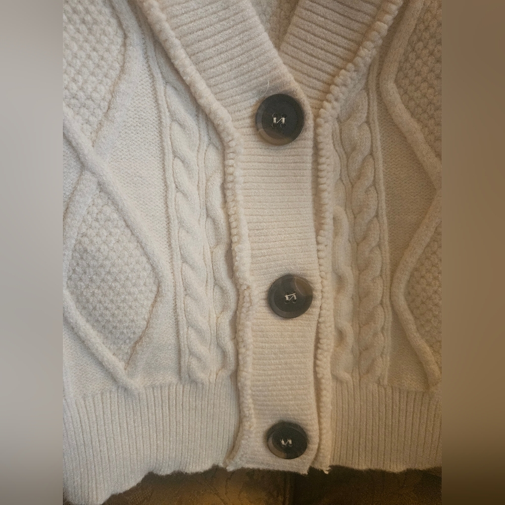 NWOT Free People Denson Cream Cable Cropped V-Neck Sweater Vest - Picture 5 of 16